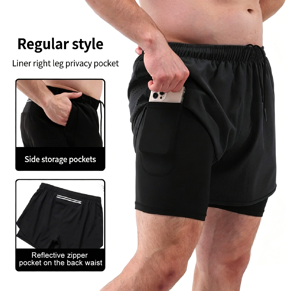 High-Waist 2-in-1 Running Shor - Compression Shorts Athletes 评论和价格