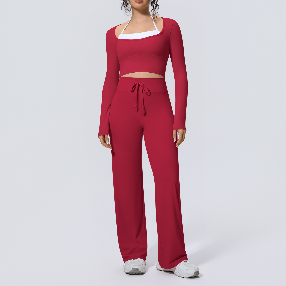 Women Yoga Suit 2PCS Square Ne - Compression Long Pant 评论和价格